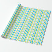 Blauwe en groene kleuren eenvoudige Stripes Patroo Cadeaupapier (Uitgerold)