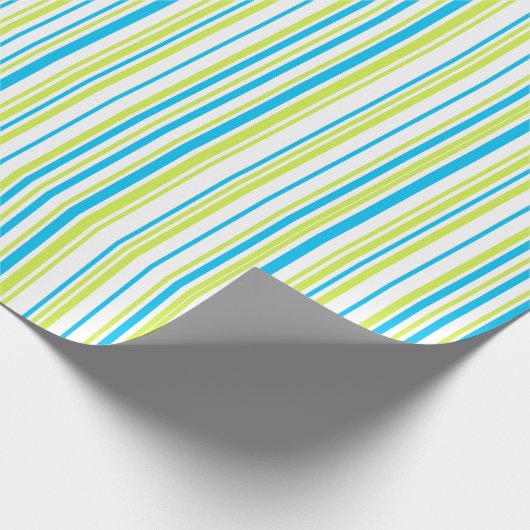 Blauwe en groene kleuren eenvoudige Stripes Patroo Cadeaupapier (Hoek)