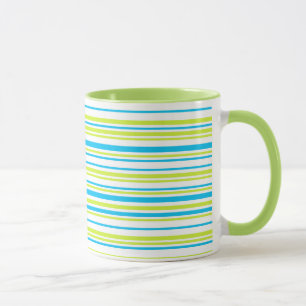 Blauwe en groene kleuren eenvoudige Stripes Patroo Mok