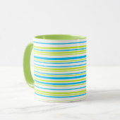 Blauwe en groene kleuren eenvoudige Stripes Patroo Mok (Voorkant links)
