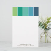 Blauwe en groene kleurenblokken briefpapier (Staand voorkant)