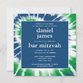 Blauwe en groene kleurstof Mitzvah Square Kaart (Voorkant)