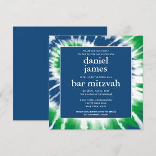 Blauwe en groene kleurstof Mitzvah Square Kaart