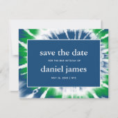 Blauwe en groene kleurstof Sla de datum-bekendmaki Kaart (Voorkant)