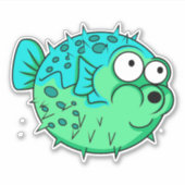 Blauwe en groene kogelvis met grote ogen stekelvar sticker (Voorkant)