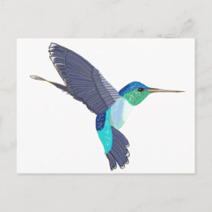 Blauwe en groene kolibrie briefkaart