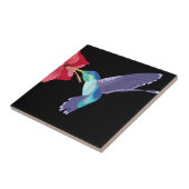 Blauwe en groene kolibrie en rode hibiscus tegeltje (Zijkant)