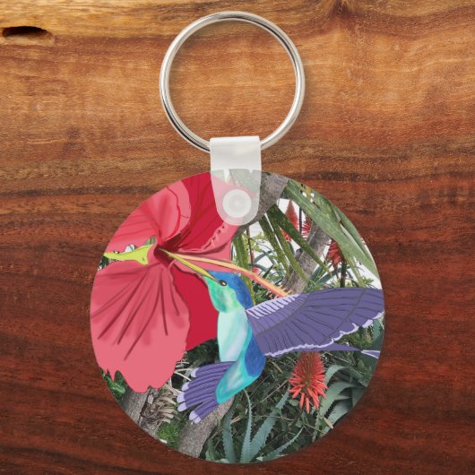 Blauwe en groene kolibrie sleutelhanger (Voorkant)