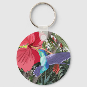 Blauwe en groene kolibrie sleutelhanger