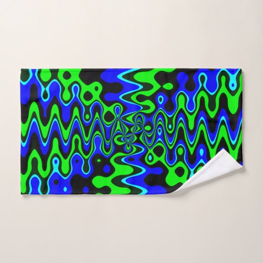 Blauwe en groene kunstkleerset bad handdoek (Handdoek)