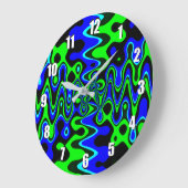 Blauwe en groene kunstmuurklok grote klok (Hoek)