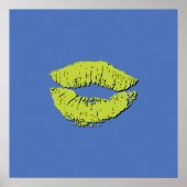 Blauwe en groene kussende lippen poster (Voorkant)