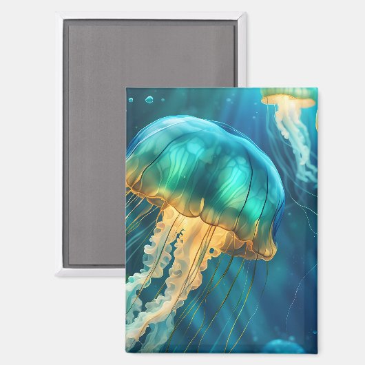 Blauwe en groene kwal magneet (Voorkant / Achterkant)