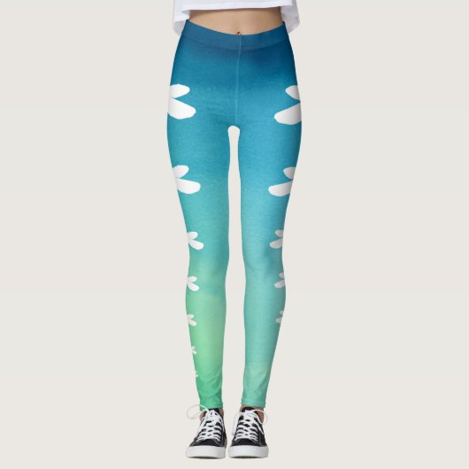 Blauwe en groene Leggings (Voorkant)