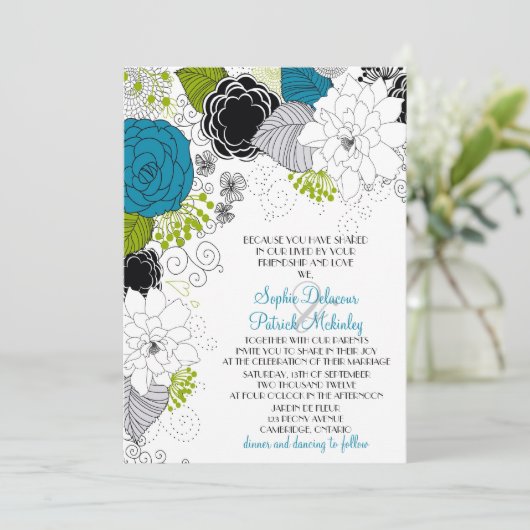 Blauwe en groene lentevloerbloemen Woedingen Kaart (Staand voorkant)