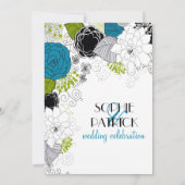 Blauwe en groene lentevloerbloemen Woedingen Kaart (Achterkant)