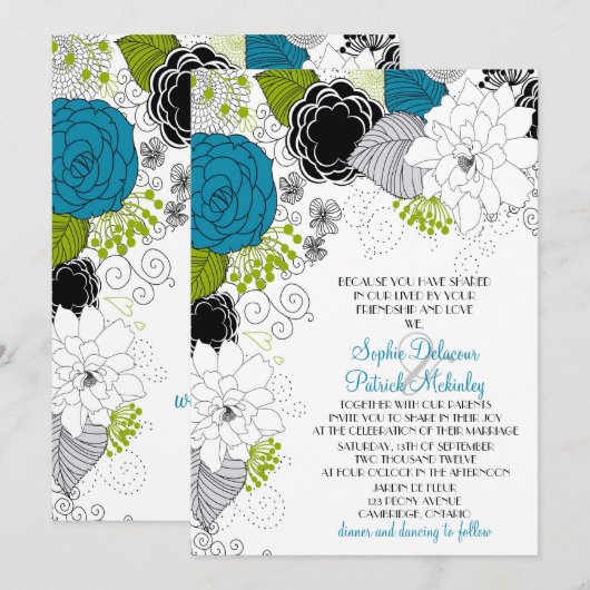 Blauwe en groene lentevloerbloemen Woedingen Kaart (Voorkant / Achterkant)