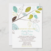 Blauwe en groene lovevogels en uitnodiging tot wed (Achterkant)