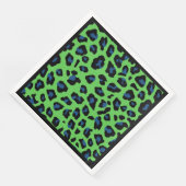 Blauwe en groene luipaard afdrukken servet (Hoek)