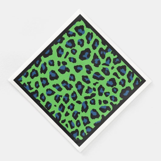 Blauwe en groene luipaard afdrukken servet (Hoek)