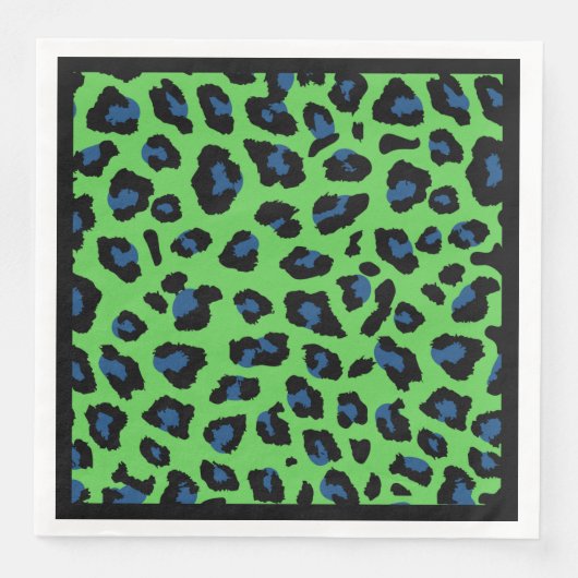 Blauwe en groene luipaard afdrukken servet (Voorkant)