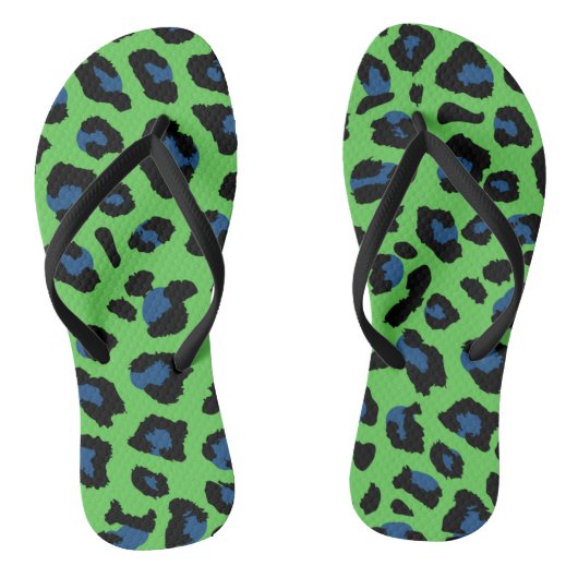 Blauwe en groene luipaard afdrukken teenslippers (Voetbed)