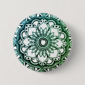 Blauwe en groene Mandala Button (Voorkant)