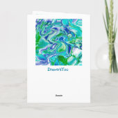 Blauwe en groene marmer Fluid Art Birthday Kaart (Achterkant)