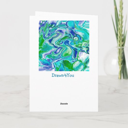 Blauwe en groene marmer Fluid Art Birthday Kaart (Achterkant)