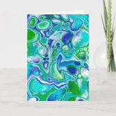 Blauwe en groene marmer Fluid Art Birthday Kaart (Voorkant)