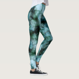Blauwe en groene marmer leggings