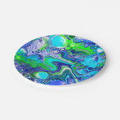 Blauwe en groene marmer Swirls Birthday Party Papieren Bordje (Gekanteld)