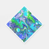 Blauwe en groene marmer Swirls Birthday Party Servet (Hoek)