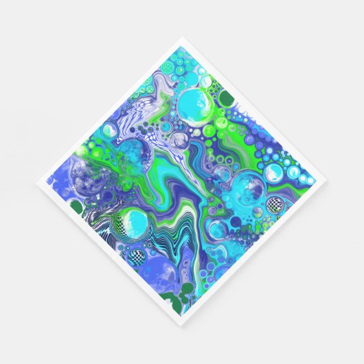 Blauwe en groene marmer Swirls Birthday Party Servet (Hoek)