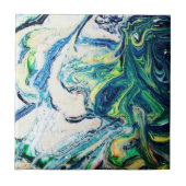 Blauwe en groene marmer tegeltje (Voorkant)