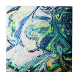 Blauwe en groene marmer tegeltje