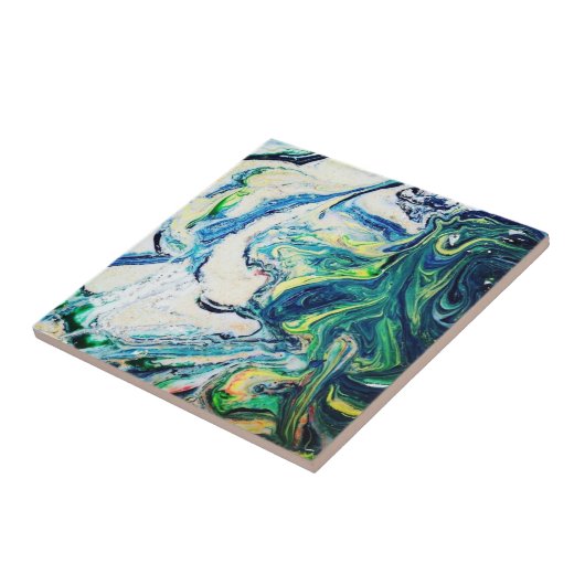 Blauwe en groene marmer tegeltje (Zijkant)