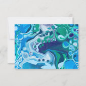 Blauwe en groene marmer Wedding Save the Date RSVP Kaartje (Achterkant)