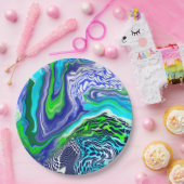 Blauwe en groene marmer-zwembroeken, Birthday Papieren Bordje (Feest)