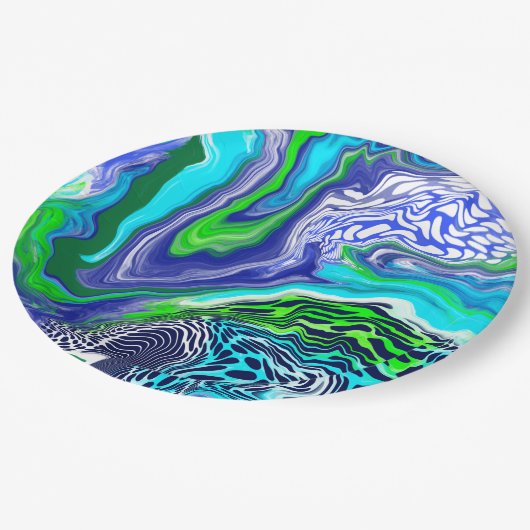 Blauwe en groene marmer-zwembroeken, Birthday Papieren Bordje (Gekanteld)