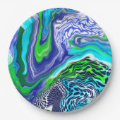 Blauwe en groene marmer-zwembroeken, Birthday Papieren Bordje (Voorkant)