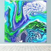 Blauwe en groene marmertruien canvas afdruk (Insitu (Houten vloer))