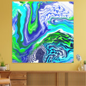 Blauwe en groene marmertruien canvas afdruk (Insitu (Woonkamer))