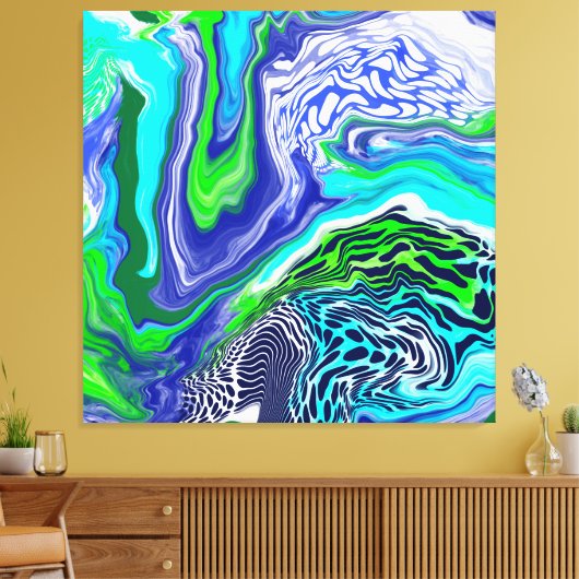 Blauwe en groene marmertruien canvas afdruk (Insitu (Woonkamer))