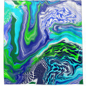 Blauwe en groene marmertruien douchegordijn (Voorkant)