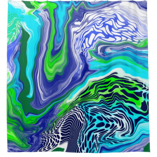 Blauwe en groene marmertruien douchegordijn (Voorkant)