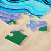 Blauwe en groene marmertruien legpuzzel (Zijkant)