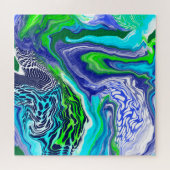 Blauwe en groene marmertruien legpuzzel (Horizontaal)