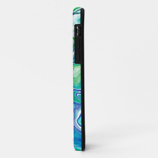 Blauwe en groene marmervochtige kunst Abstract Case-Mate iPhone Case (Achterkant/links)