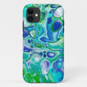 Blauwe en groene marmervochtige kunst Abstract Case-Mate iPhone Case (Achterkant)